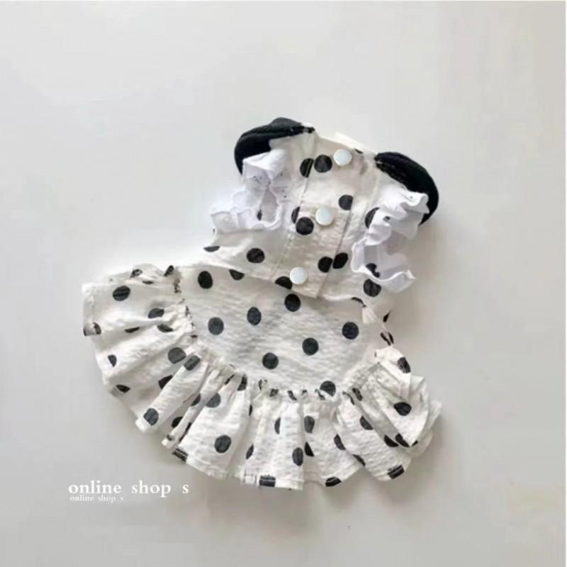 Polka Dot Dress Small Dogs Bichon Poodle Shih Tzu Teddy Cat Pet Clothing Soft Fleece Outfit