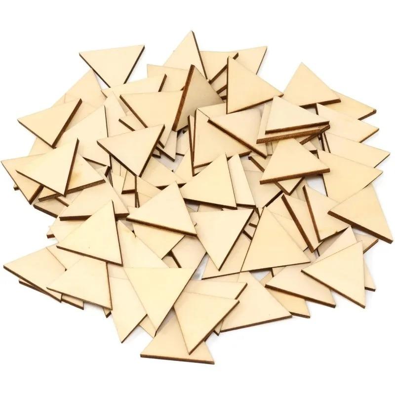 

50PCS Wood Slices Chips Embellishments Triangle Unfinished Blank Wood Pieces for DIY Crafts, Home Decoration, Board Games 30MM