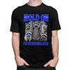 Halte Durch Überstimulierter Waschbär T-Shirt für Herren Kurzarm Lässig Grafik Tier Zitat T-Shirt Lockerer Schnitt 100% Baumwolle Camisetas