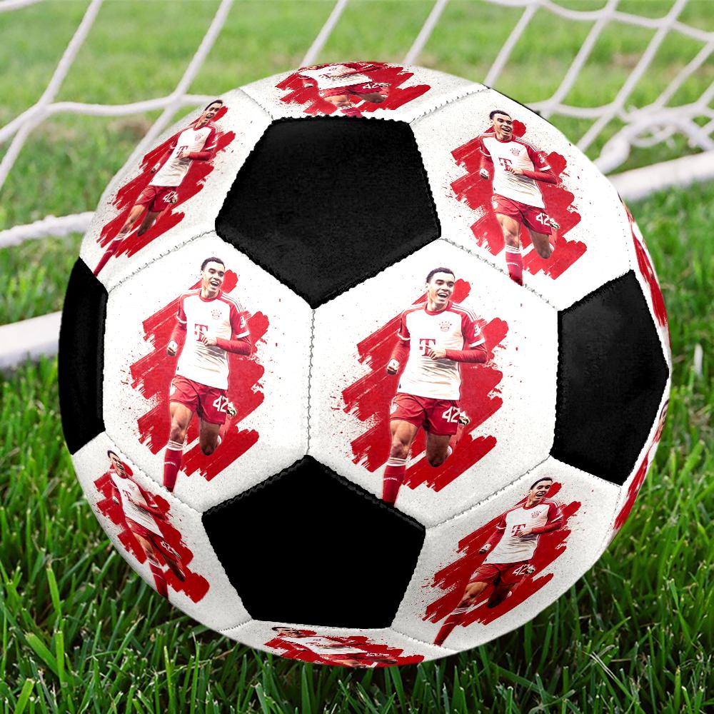 Jamal Musiala Ballon de Football en Salle Coloré Couture Machine PVC Taille 5 Entraînement d'Équipe Prêt pour la Compétition Durable Haut Rebond Cadeau Sportif Cool