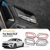 For Mercedes Benz A CLA Class W177 W118 C118 2020-2024 2025 Real Soft Carbon Fiber Trim Sticker Car Inner Door Handle Frame