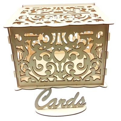 Wood Hollow Sign-in Box 25*20*18.3 CM Wedding Card Box Wedding Money Box Holder  Graduation