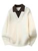 Men's Faux Two-Piece Polo Lapel Knit Sweater – High-End Old Money Style for Autumn/Winter