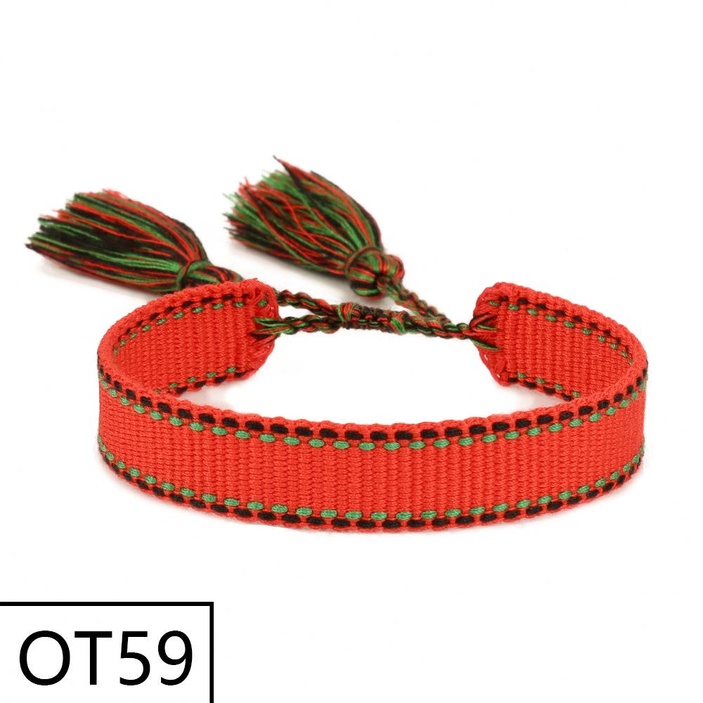 European & American Style Woven Bracelet - Solid Color, 1.3cm, Handmade Tassel, Fashionable Polyester Hand Rope for Women