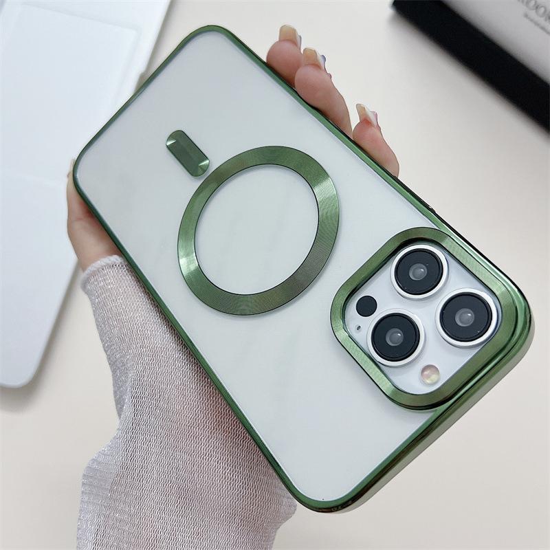 Applicable to iPhone17ProMax Gold Shield Apple 16Pro Electroplating Mobile Phone Case Transparent 15 Magnetic 14 Soft
