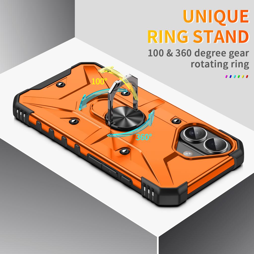 For iPhone 17 Pro Case PC + TPU Anti-Drop Phone Cover with Ring Kickstand