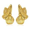 18K Gold Petal-Shaped Stud Earrings: High-End European & American Style for Women