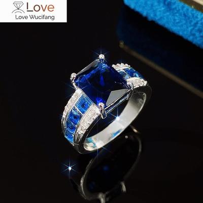 Stylish Blue Zirconia Finger Rings for Women Trendy Female Party Accessories Delicate Design Gift Personality Jewelry