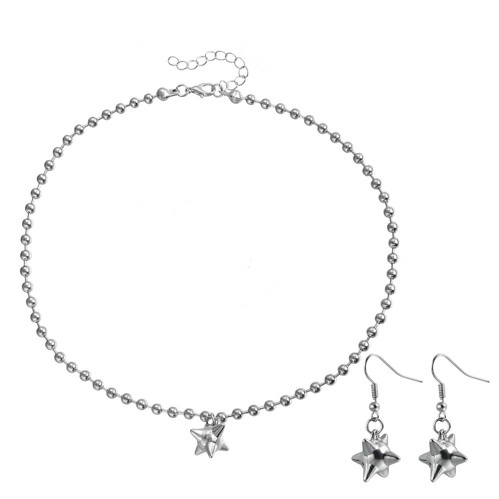 

Unique Spike Designs Jewelry Set Durable Alloy Spike Jewelry Set Neckchain Earrings For Bold Fashion Statements