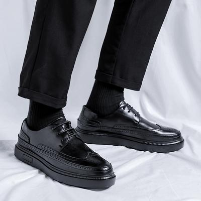 Zapatos formales brogue para hombre, zapatos de vestir de negocios de cuero con cordones, zapatos planos de moda para hombre, zapatos Oxford de punta redonda retro para hombre, calzado para hombre