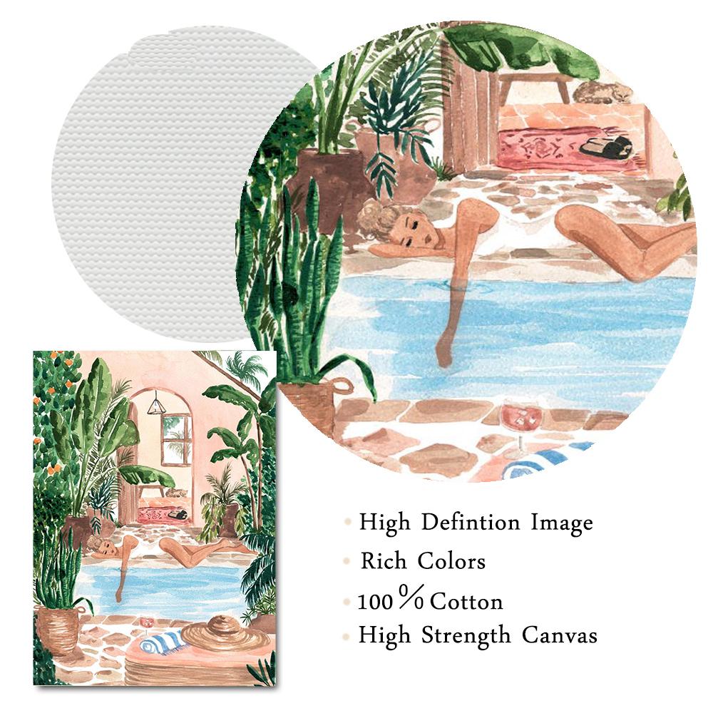 Morocco Art Print Fashion Boho Chic Illustration Posters Summer Tropical Wall Pictures Nude Feminine Canvas Painting Home Decor