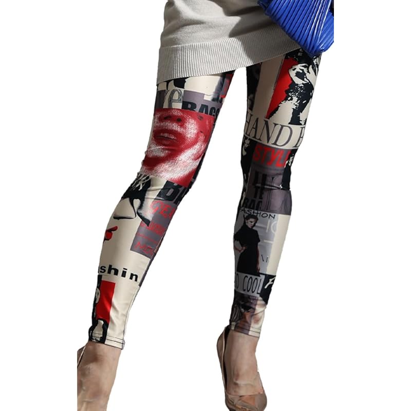 

[sawa a la mode] art Na avant garde All-over pattern leggings ladies fashion asymmetry unique stretch long length sawa-8960 Free Size Patterned item