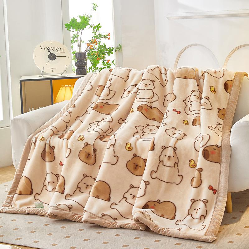 Double-Layer Thickened Fleece Blanket for Single or Double Use Autumn/Winter Cover Blanket
