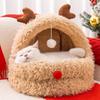 Winter Cozy Insulated Pet House Quilted Fluffy Bed for Cats Christmas Pet Gift Warmth Scented Plush Dogs House Large Capacity