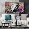Crazy Monkey Graffiti Wall Art Canvas Prints Abstract Animals Pop Art Paintings Wall Decor Pictures For Room