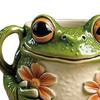 Taza de Cerámica con Forma de Rana y Pequeñas Flores Textura Suave Taza de Café Té para Alegría Matutina Taza con Personaje Acogedor del Bosque Regalo para Amantes de los Animales
