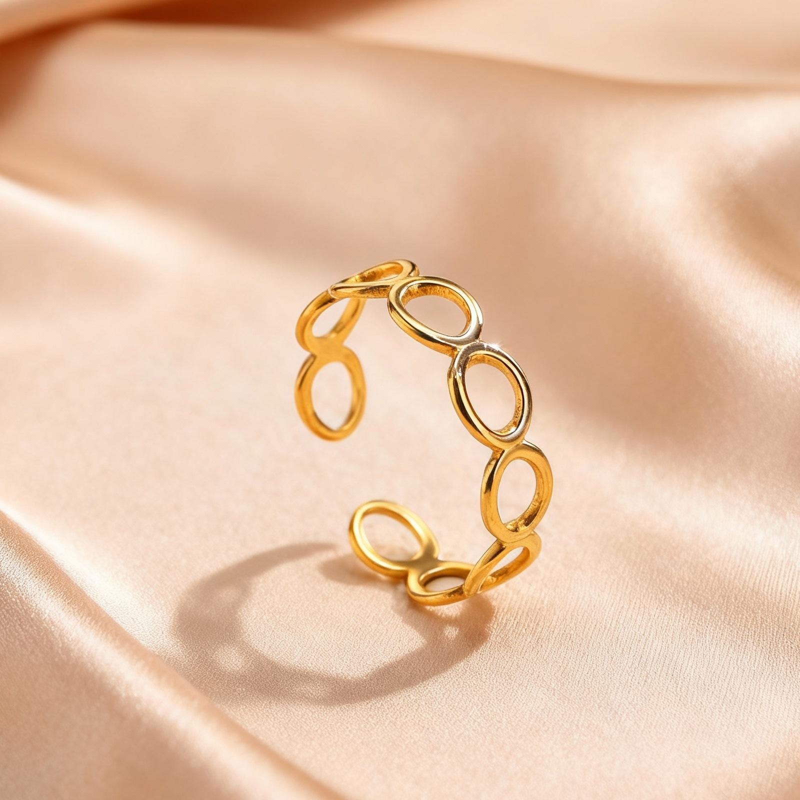 

Stainless Steel Open Rings for Women, Aesthetic Geometric Lines Gold Color Finger Ring, Fashion Engagement Wedding Party Jewelry