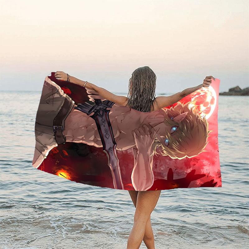 1pc Game Zelda Beach Towel, Beach and Seaside Swimming Pool Equipment, Fashion Pattern, Rectangular, Travel Essentials
