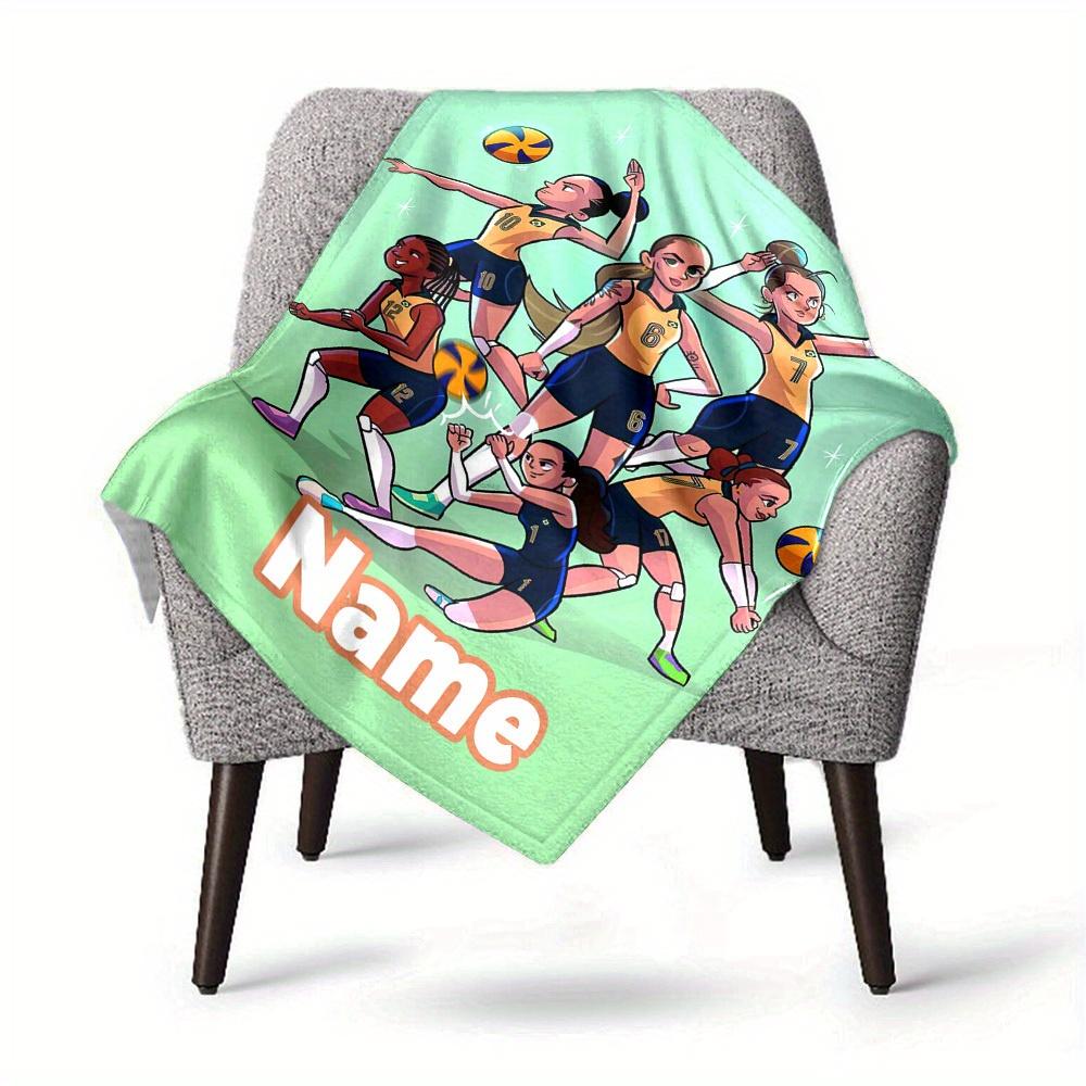 Volleyball Home Customize Your Name Blankets Comfortable Soft Lightweight Multipurpose Blanket For Picnic Sofa Office Bed Living Room Suitable As Gift