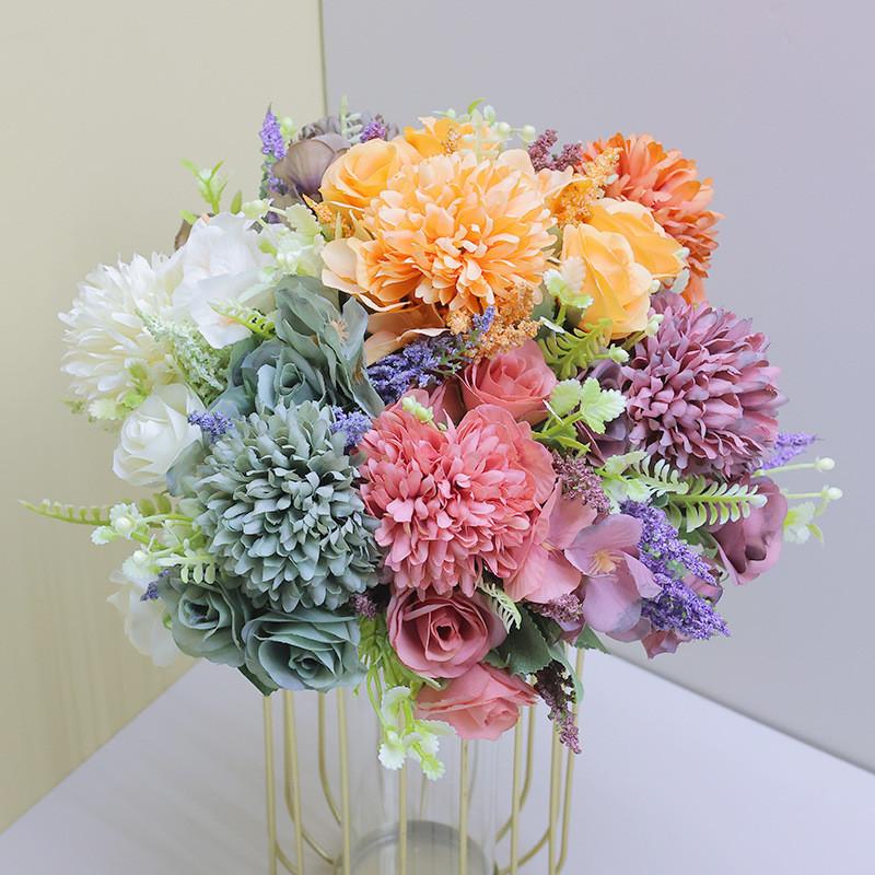 Silk Hibiscus Hydrangea Mutabilis Bouquets For Outdoor Events Settings Wedding