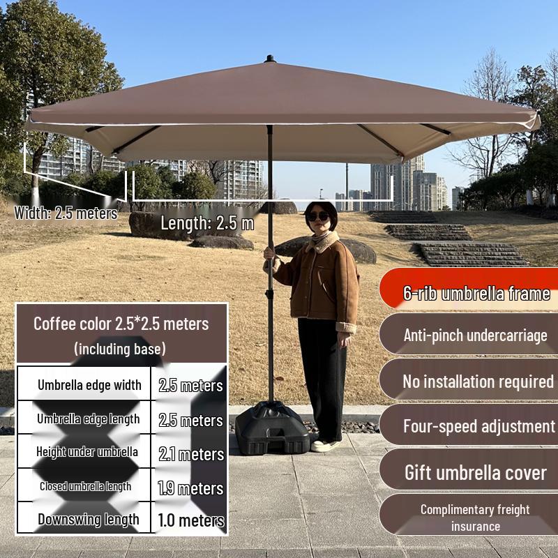 Large Outdoor Commercial Parasol - Thickened Square Patio Umbrella Tent