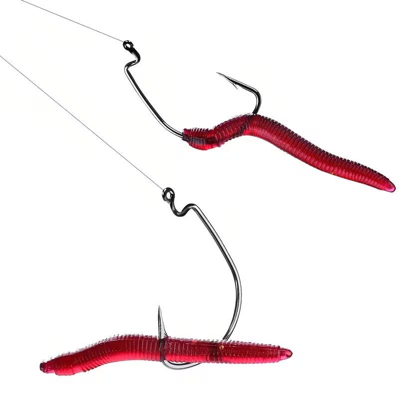 Gusanos de tierra Señuelos Blandos Gusano Rojo Blando Realista Señuelo de Pesca de Gusano de Tierra Cebo Artificial con Olor a Pescado Aditivo de Camarón para Lubina Carpa