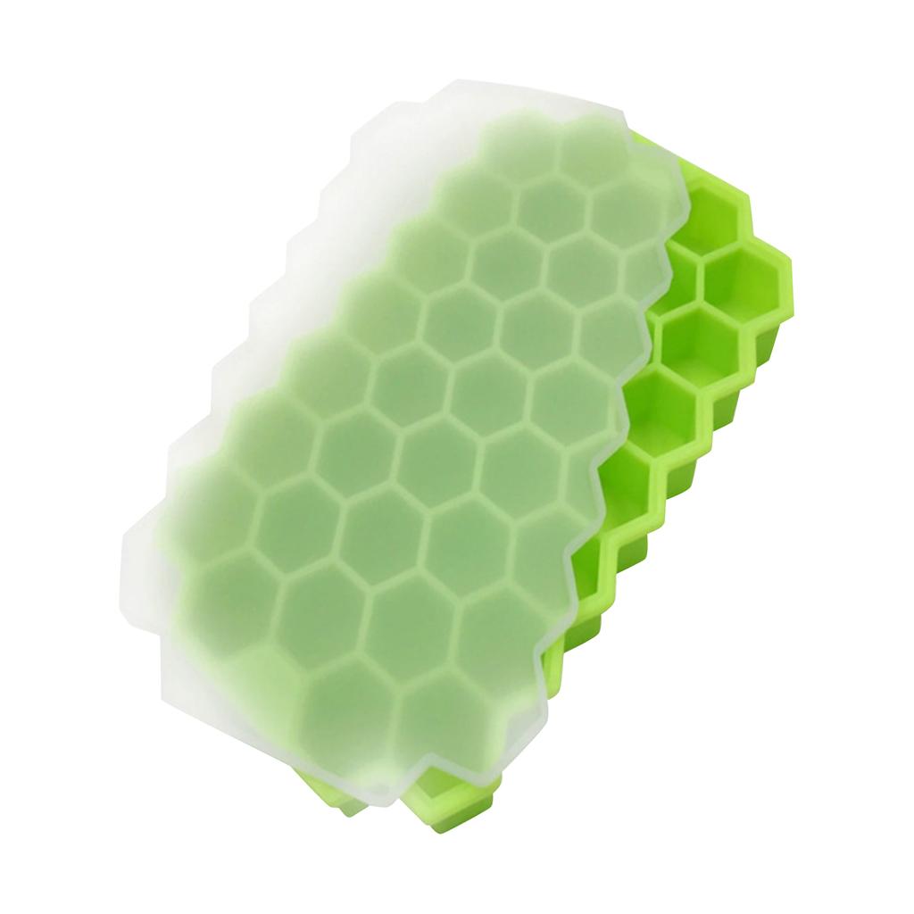 Vassoio per cubetti di ghiaccio in silicone con coperchio, stampo esagonale, 37 cavità, flessibile, antiaderente, per congelatore e cucina
