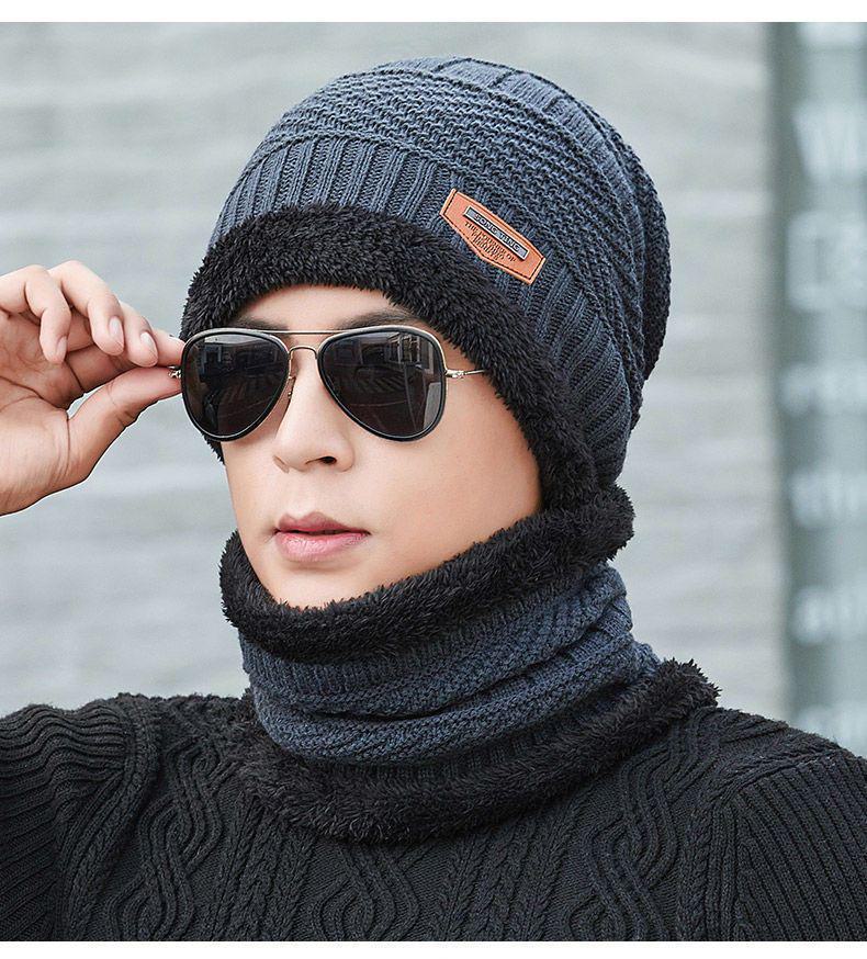 Set Unisex Căciulă Tricotată, Fular și Mască de Catifea cu Protecție pentru Gât pentru Călărie, Căldură de Toamnă/Iarnă