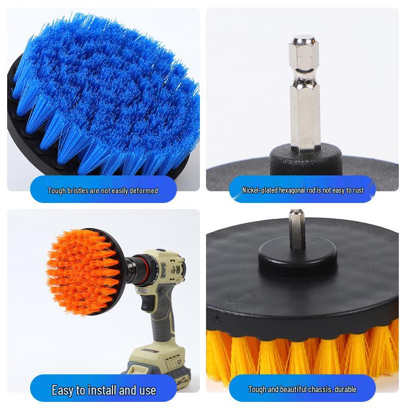 5-inch Electric Drill Brush Set: Car Wash and Cleaning Blue Brush Head Deburring Tool