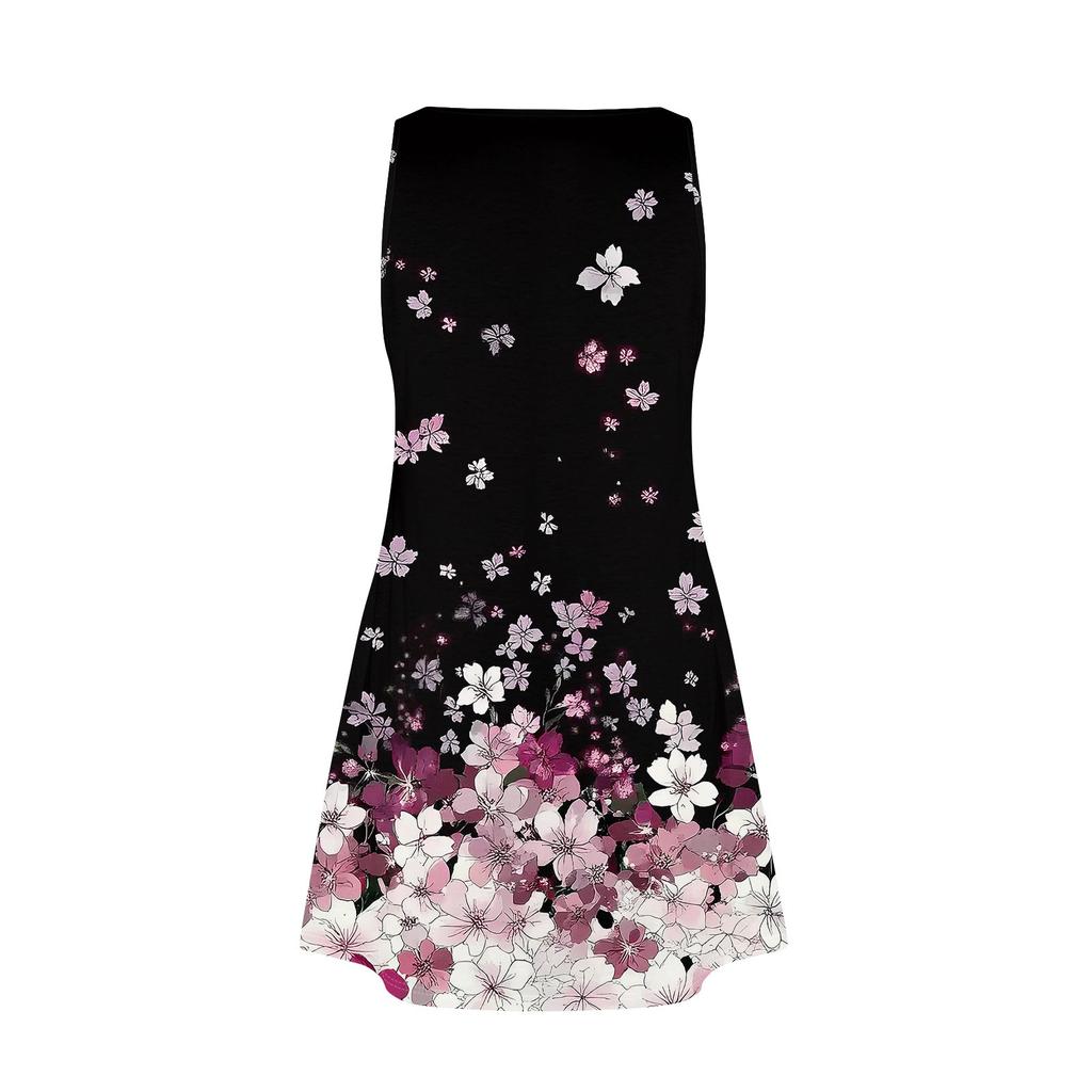 Women's Casual Sundress With Pockets Summer Boho Beach Dress T-Shirts Dress V Neck Loose Tank Dresses