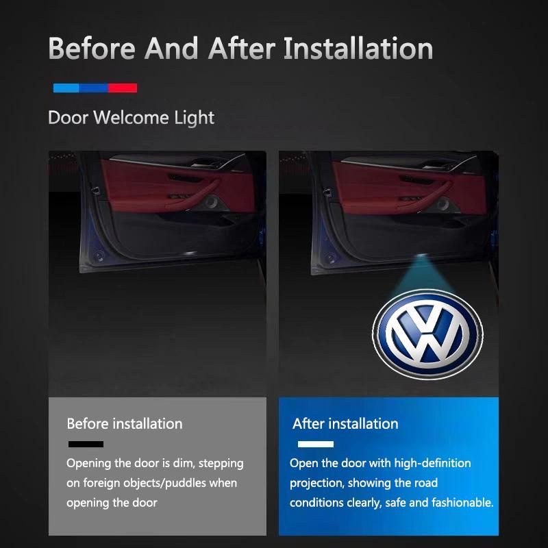 VW 2X LED Car Welcome Logo Light Door Projector Light for VW GTI Polo Golf Passat Tiguan Arteon Touareg CC Taigo Auto Accessories