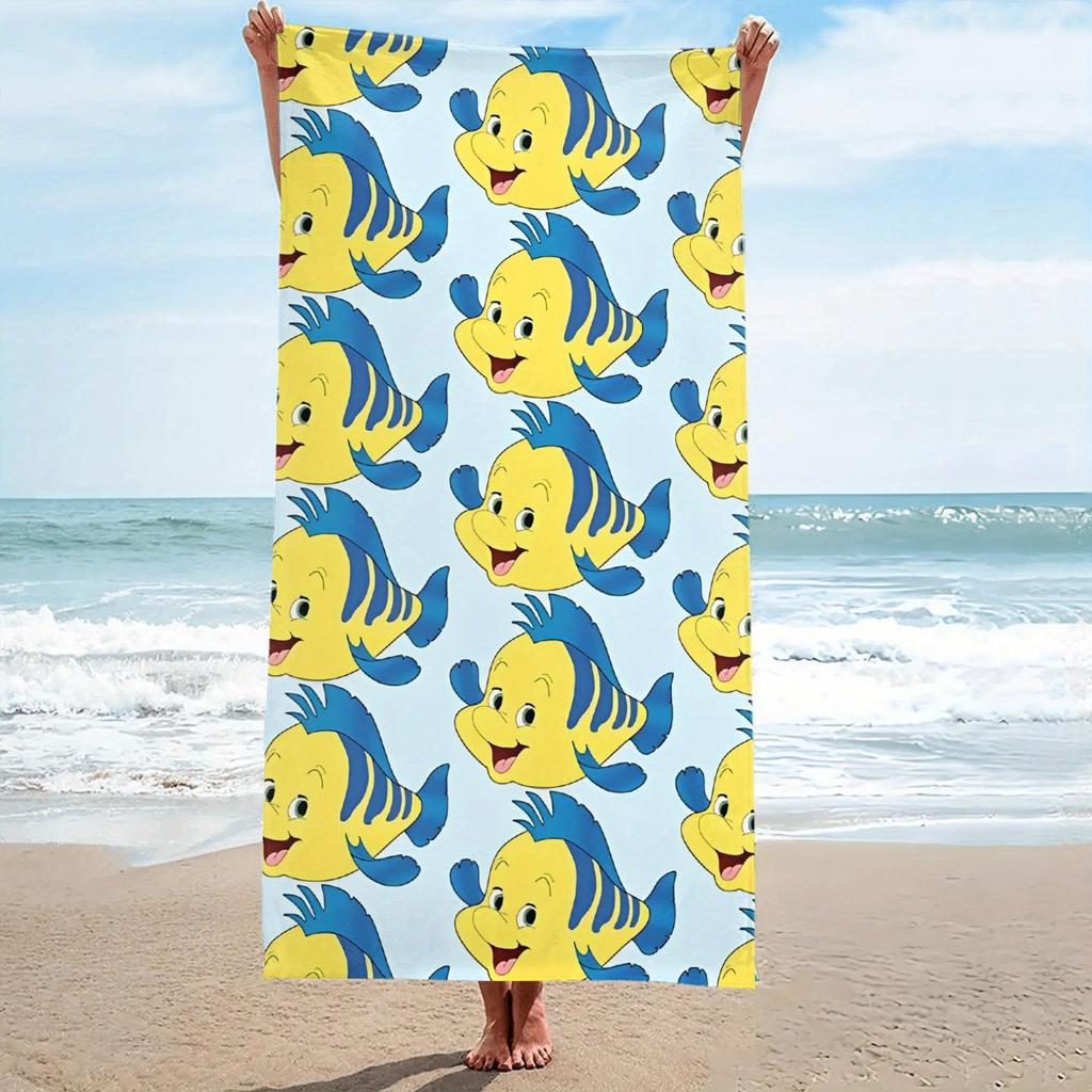 1pc Flounder Beach Towel with Cute Flounder Fish Design Quick-Dry Swimming Pool Towel for Bath Travel Accessories