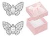 Silver Stud Earrings Butterfly Shaped With Zirconia Rhodium Plated Butterflies Sterling Silver 925