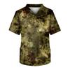 Men's Printing Short Sleeve V-neck Working Blouse Chest Pocket Carer Top