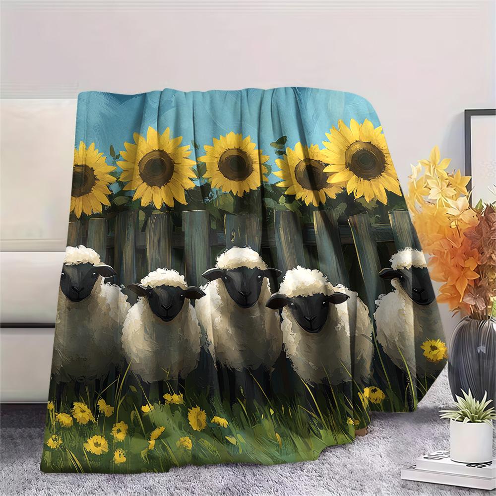 

Sheep Print Flannel Blanket, High quality Comfortable for All Seasons, Home Decor, Warmth and Comfort, Perfect for Christmas Gifts 80cm x 120cm