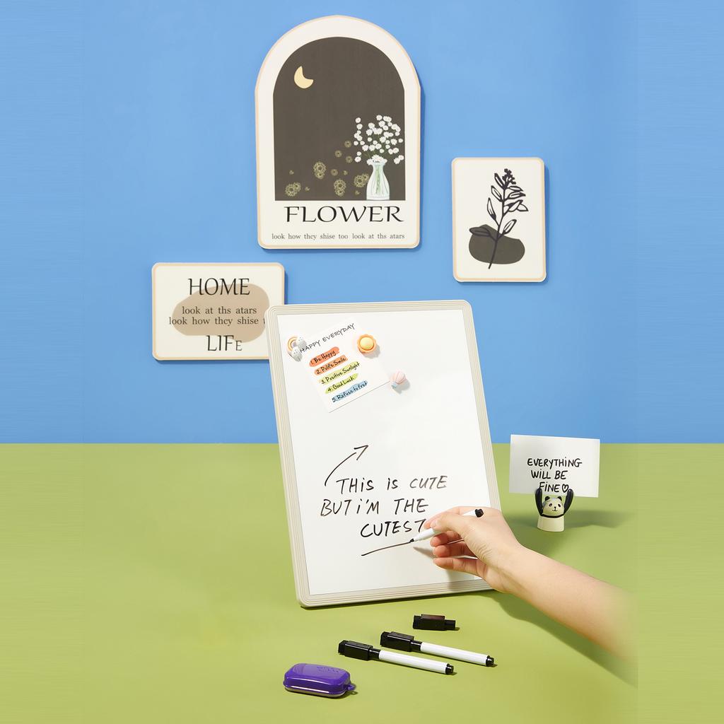 Jielisi Versatile Magnetic Desktop Whiteboard with Standup Writing Board  Includes 3PCS Black