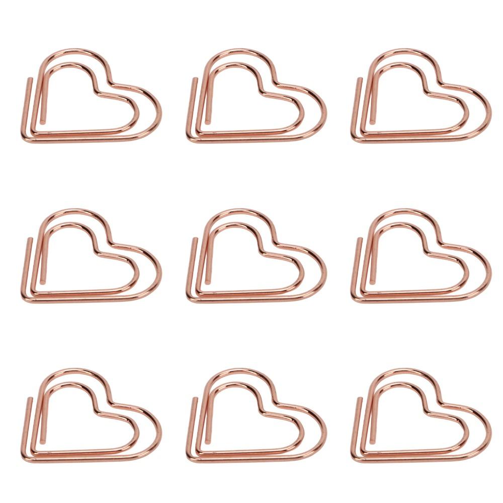 100Pcs Electroplated Metal Paperclips Heart Shaped Gold Paper Clips Office Clips  Scrapbook Making