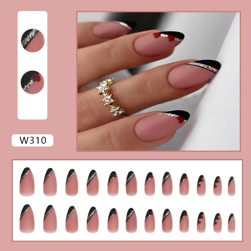 European And American Nail Art Pieces, Sweet And Cool Wind Nails, Matte Texture, Comic Style White, Long Ballet Wearing Nail