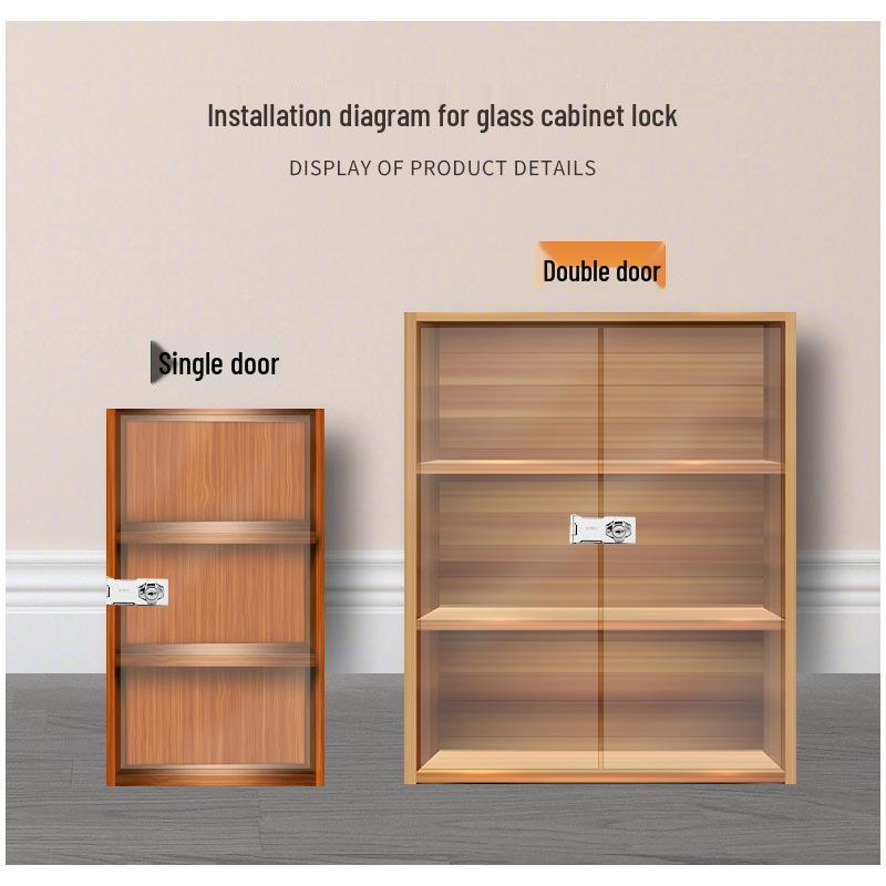 No-Drill Double Door Glass Cabinet Lock for Display & Pet Cabinets