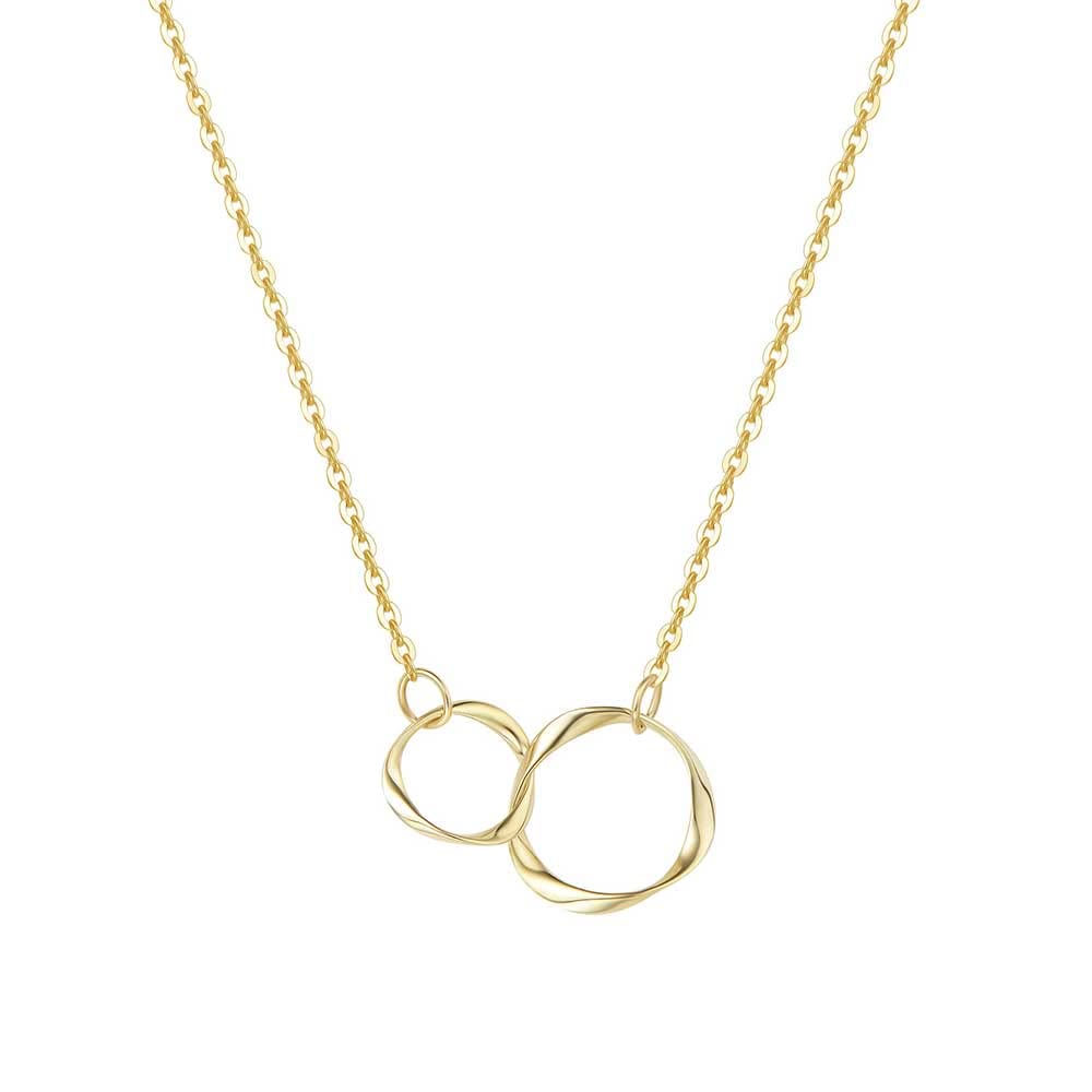 

FANCIME 18K Yellow Gold Necklace for Double Loop and Circle Perfect for White and Gift Wrapping Women, Design, Day, Mother s Day, Birthdays,