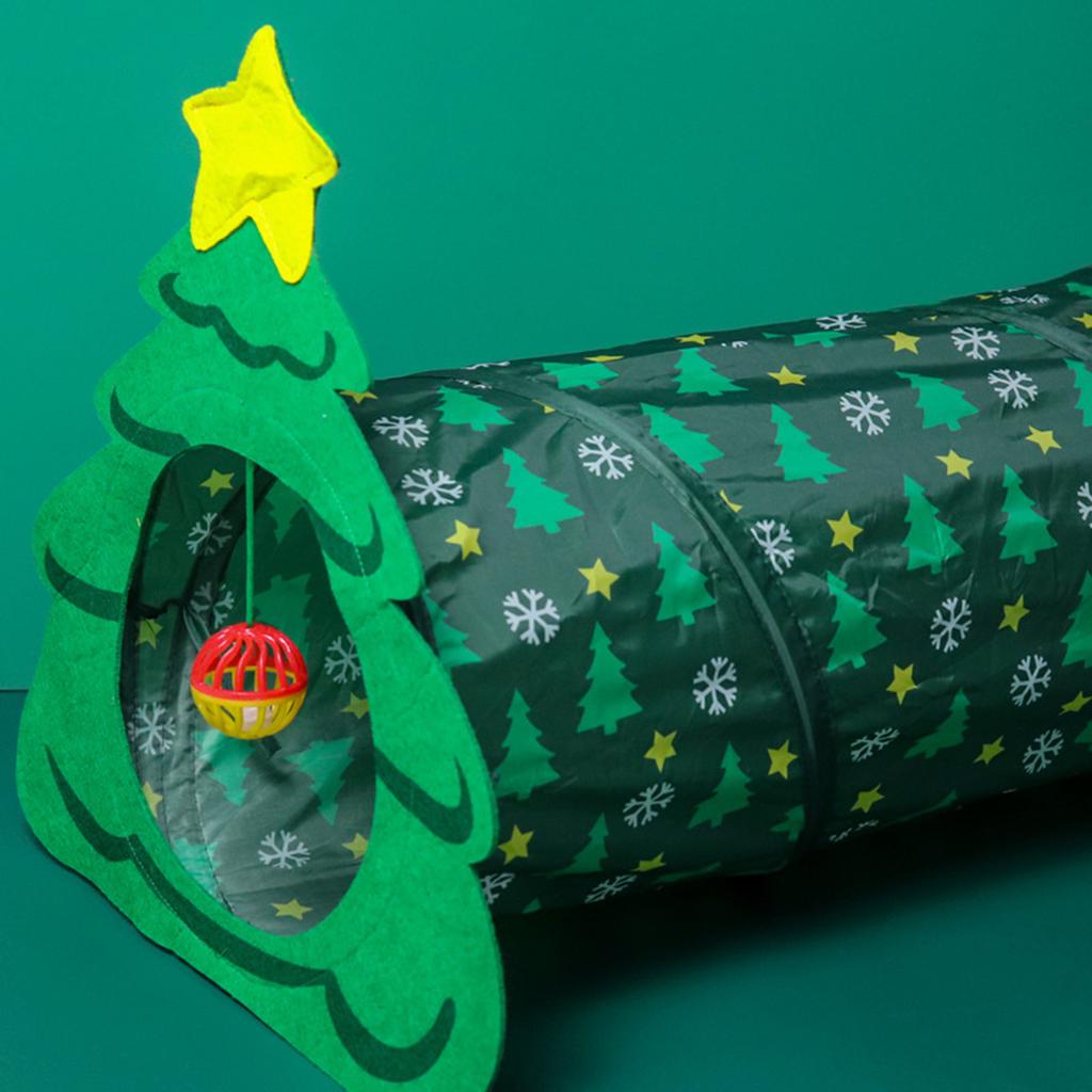 Cat Toy Canes Tunnel Tube Collapsible Spring Rabbit Christmas Tree Tunnel Collapsible Indoor Toy Collapsible