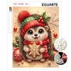 DIY Pearl Bead Painting Kit Cute Christmas Hedgehog Stress Relief Craft Frameless 3D Canvas Art for Adults Home Decoration Gift