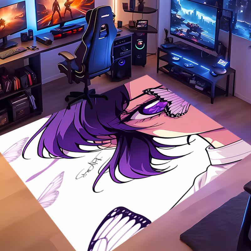 1pc Demon Slayer Shinobu Kocho Entrance Mat, Non-Slip Mat Area Rug,Room Decor, Outdoor Decor, Kitchen Rug,Doormat - Machine Washable, Easy To Clean