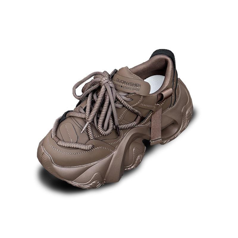 Scarpe da papà in pelle autunno e inverno, nuova piattaforma, scarpe sportive casual di tendenza