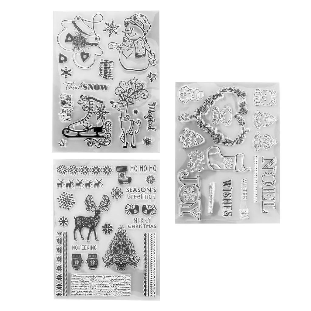 3 Stück Klare Stempel Klarer Abdruck Recycelt Sicher Weihnachten Hirsch Transparente Stempel für Bastelkarten 