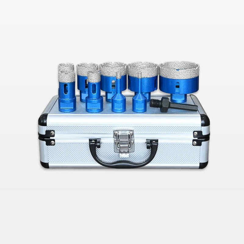 10Pcs M14 Diamond Hole Saw Kit Aluminum Case for Marble Tile Drilling High Efficiency Durable