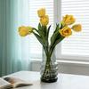 Flores de Tulipán Artificiales Tacto Real Tulipán de Tallo Largo Ramo con Hojas para Ramo de Boda Arreglo Floral de Primavera Decoración de Mesa para el Hogar