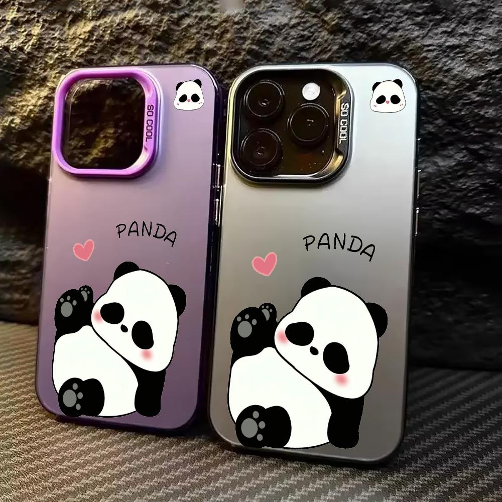 Cute Panda phone case suitable for iPhone 16, 15, 14, 13, 12, 11 Pro/Max/Plus shockproof back cover and anti drop