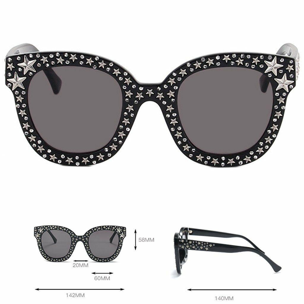Eleganti Occhiali da Sole Quadrati Oversize con Strass Bling per Moda Protezione UV