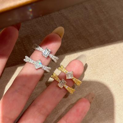 Fashion Light Luxury Romantic Star Small Rock Sugar Ring Daily Bright Galaxy Princess Square Micro Diamond Ring Female